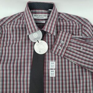 Nick Graham Mens Stretch Modern Fit Plaid Dress Shirt and Tie Set Size Small new
